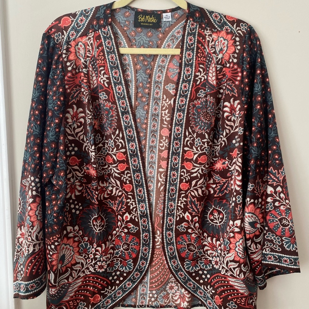 Bob Mackie Wearable Art Size XL Multicolor Patterned Top